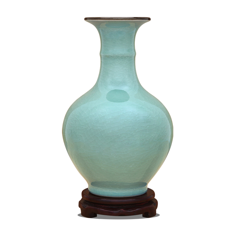 Pea green vase of crack to industry