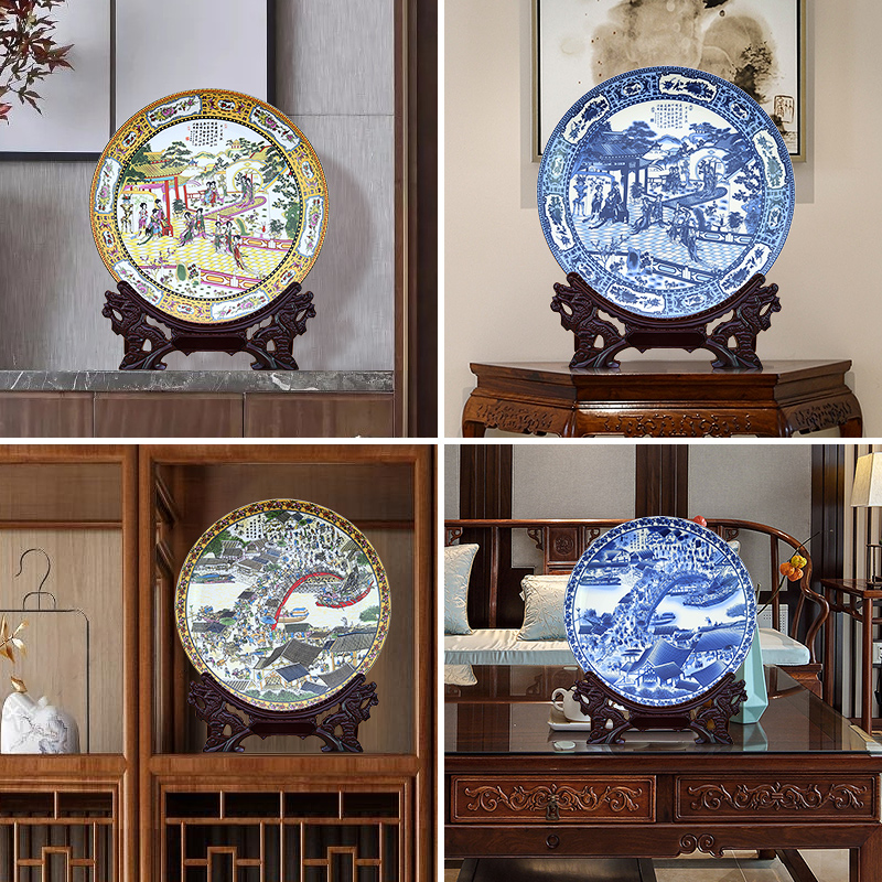 Jingdezhen porcelain furnishing articles Chinese blue and white porcelain plate decoration classical Ming and the qing dynasty porcelain decoration plate