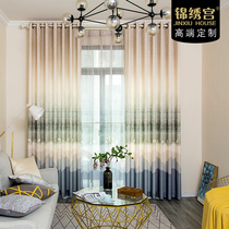 Nordic minimalist bedroom curtain blackout hook type sunshade insulation cotton hemp fabric windproof living room custom curtain