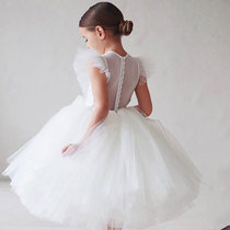 Children Princess Skirt Fluffy Yarn Foreign Air Girl High-end Spring Summer Birthday Evening Gown Host Piano Show