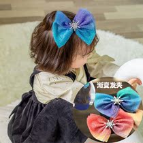 Childrens headwear gradient yarn Stereo Large butterfly knot temperament girl hair clip Snow princess hair Hair Rope Hair Accessories BB Clip