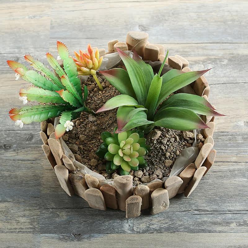 纯手工创意木质多肉盆栽