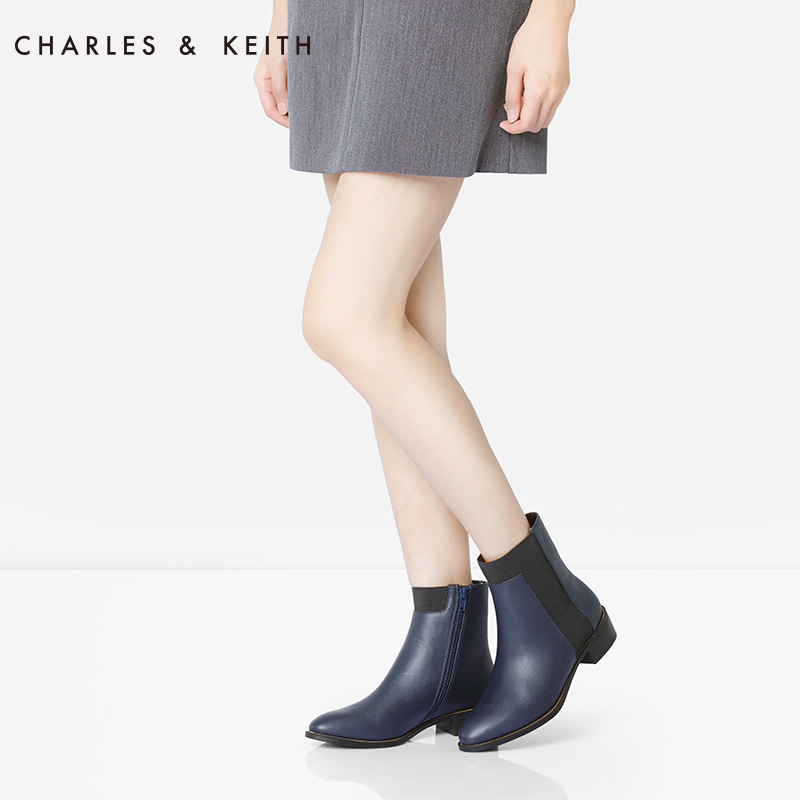 CHARLES&KEITH 女靴 CK1-90300284 铆钉踝靴 短筒切尔西靴女产品展示图3