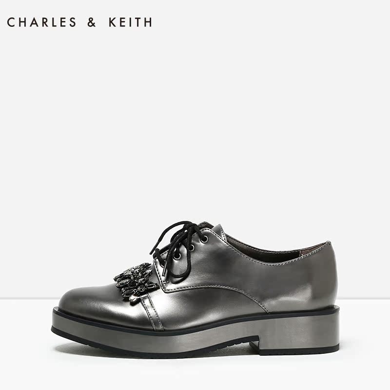 CHARLES&KEITH单鞋 CK1-70390147 英伦风漆皮系带学院风厚底女鞋产品展示图3