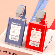 High-end acrylic telescopic buckle work permit card sleeve lanyard certificate set stretch badge card set pull buckle rope company work card high-grade factory brand set custom card listing