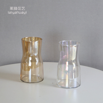 Plated glass vase transparent glass vase hydroponic rose flowers Nordic living room Vase ornaments