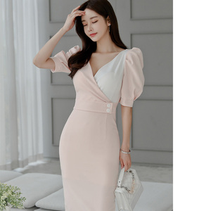 Spring and summer new Korean fashion temperament elegant professional show thin waist pack hip dress bottom