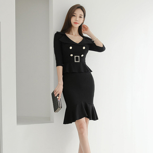 Spring and summer new Korean style elegant professional vacation two piece dress