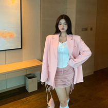 King Grape Micro Fat Custom Spring Suit Brief Design Loose Suit Jacket College Wind Leisure Two Sets