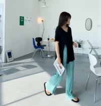 Wang grape fat mm high waist hanging wide leg casual pants womens 2020 summer thin section loose thin mop pants