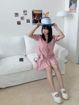 Wang grape fat mm large size gentle wind bubble sleeve dress female cover belly thin skirt shawl two-piece set