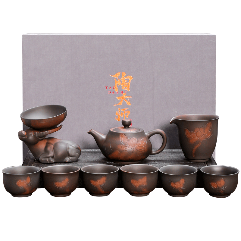 Build water purple pottery high - end kung fu tea set household ceramic teapot big tureen restoring ancient ways is a complete set of purple sand cup