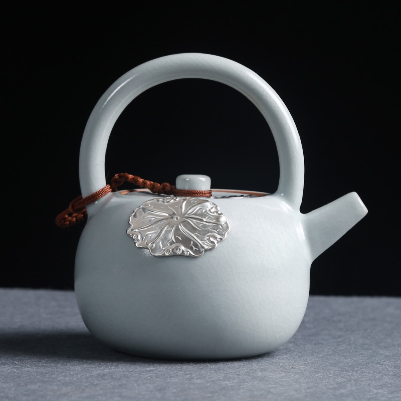 Your up with silver ceramic teapot slicing can raise the side girder pot pot of kung fu tea set household large teapot