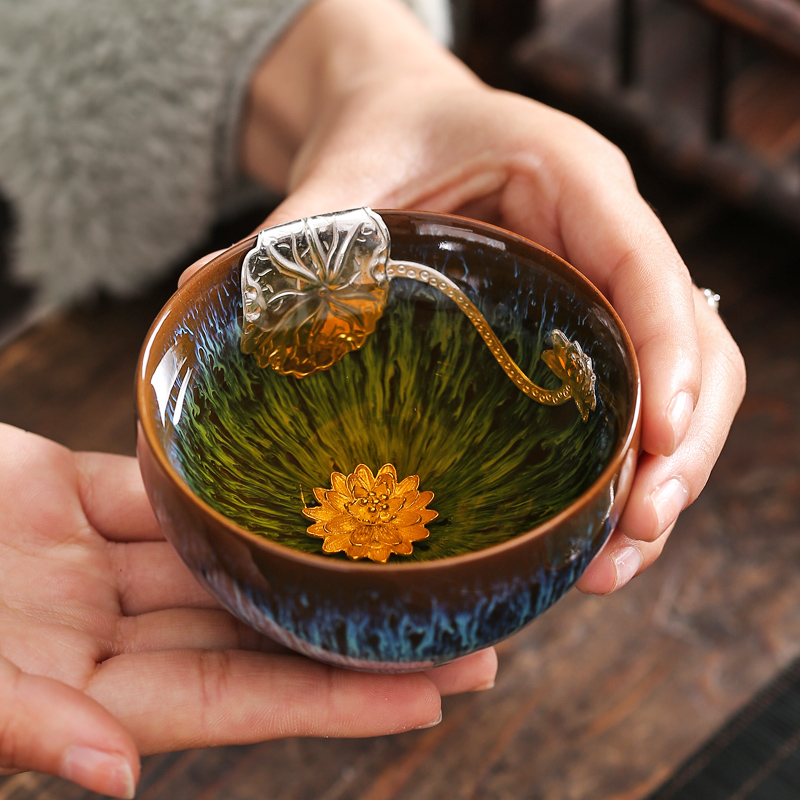 Silver oil droplets temmoku built one masters cup cup pure manual single glass up ceramic kung fu tea tea tea set
