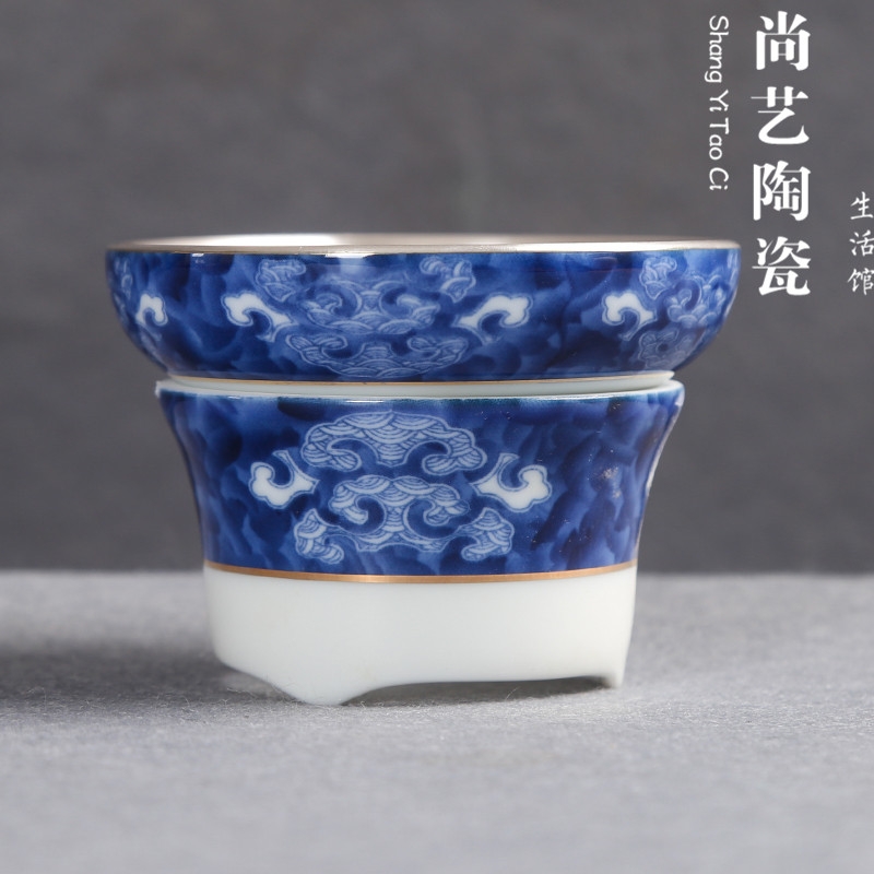 Jingdezhen colored enamel ceramic) filter in hot tea tea tea tasted silver gilding kung fu tea accessories filter