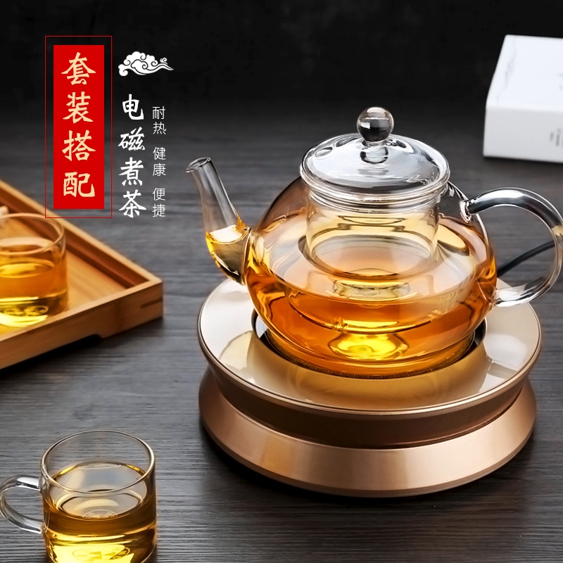 Glass burn blisters teapot high - temperature household use, informs the for induction cooker pot of tea, the tea set