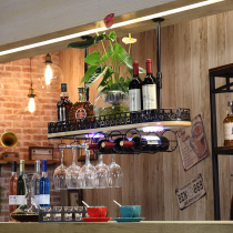 Red Wine Cup Rack Hung Upside Down Bar Table Wine Cabinet Creative Shelve Solid Wood Home High Foot Cup Rack Swing hanger