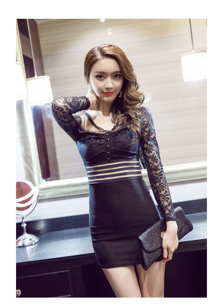 2016秋冬新款修身时尚打底百搭连衣裙夜店装