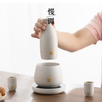 Winemaker Home Electric heating thermostatic cooking wine Daily style hot wine jug Wine Glass Flowers Carved White Yellow Wine Clear Wine