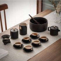 Japanese style simple kung fu tea set home office guests light luxury coarse pottery teapot tea cup high-end gift box