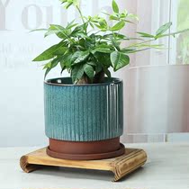 Ceramic large flowerpot purple sand breathable large clearance with tray orchid special green roe special table living room