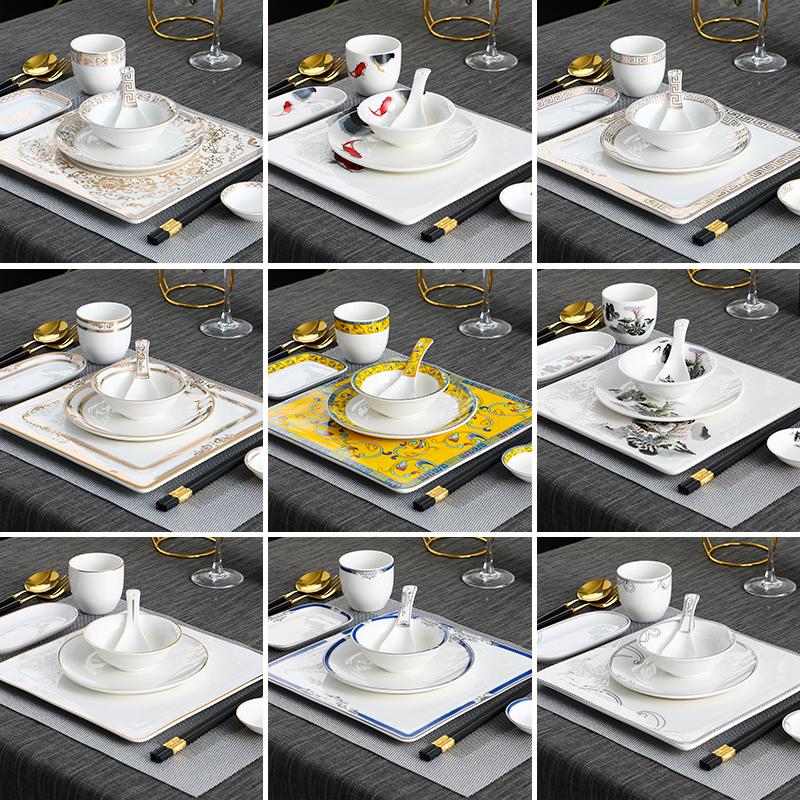 Hotel supplies Hotel ceramic tableware to suit the high - end club restaurant Chinese style restaurant dish the custom LOGO printing