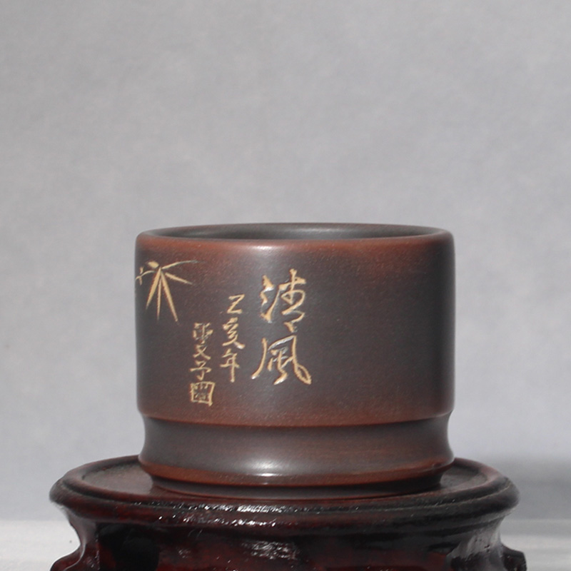 Qinzhou all pure hand nixing TaoGuangXi what slime and master cup of bamboo cup carved bamboo tea cups of tea accessories