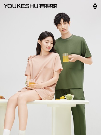 Youkeshu Pure Cotton Couple Pajamas 봄과 가을 스타일 2025 새로운 남자 바지 가을 여름 홈 의류 세트 Youkeshu Pure Cotton Couple Pajamas 봄과 가을 스타일 2025 새로운 남자 바지 가을 여름 홈 의류 세트