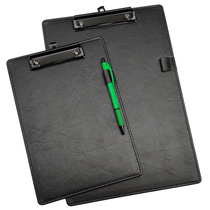 Double splint A4 folder room this contract clip paper business black leather drawing board clip Menu Pad clip