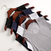 Ice Screen Eye vest Mens thin Breathable Speed Dry Gats Plus Size Easy To Beat Bottom Sweatshirt Sleeveless T-Shirt Summer