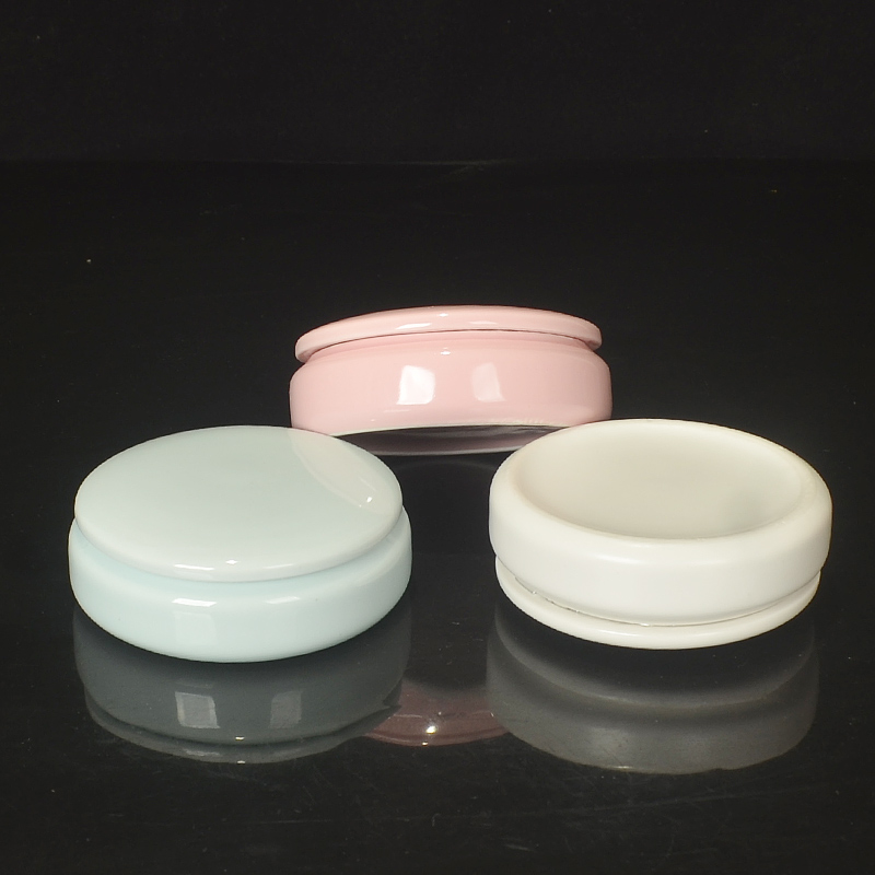 Flat ceramic powder boxes, cosmetic cream jar of face cream jar packing bottle multi - color optional customizable small POTS