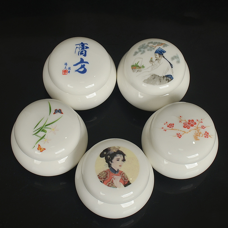 Antique paste pot ceramic Chinese medicine cosmetics packaging bottles of food storage tank white porcelain sealed jar of face cream jar