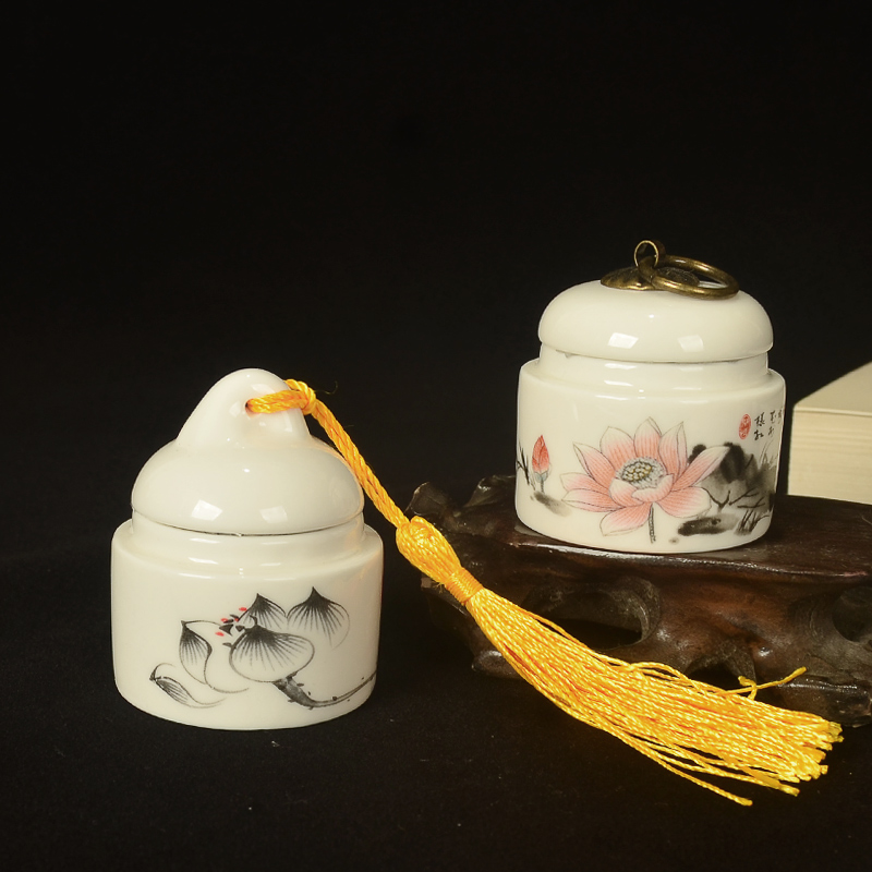 Dehua white porcelain tea pot ceramic seal mini small portable travel POTS powder storing small jar