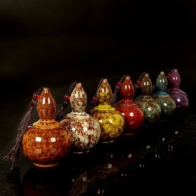 Ceramic pot gourd vases seal GuanPing child variable glaze caulis dendrobii cosmetic powder small tea pot