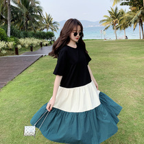 Pregnant Women summer dress tide mother 2020 Summer Net red Foreign Air pregnancy skirt Hepburn style summer stitching dress