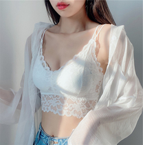 Lace harness vest female inner lap with chest cushion anti-walking light hit bottom white wrap breasted and beautiful back bra net red explosive