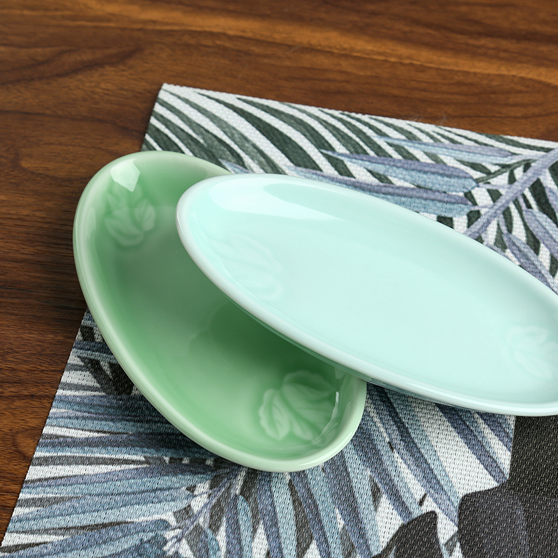 Longquan celadon oval dab of hotels matching tableware supplies tableware towel plate household small plate snack plate