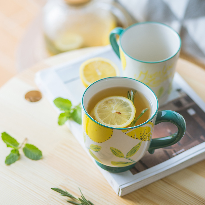 American hand - made of oat breakfast cup under the large capacity against the hot ceramic glaze coffee cup lemon keller cup