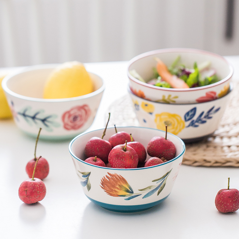 Nordic four seasons under the ceramic glaze color tableware home eat rice bowl of rice bowl salad bowl of soup bowl with rainbow such as bowl hat to bowl