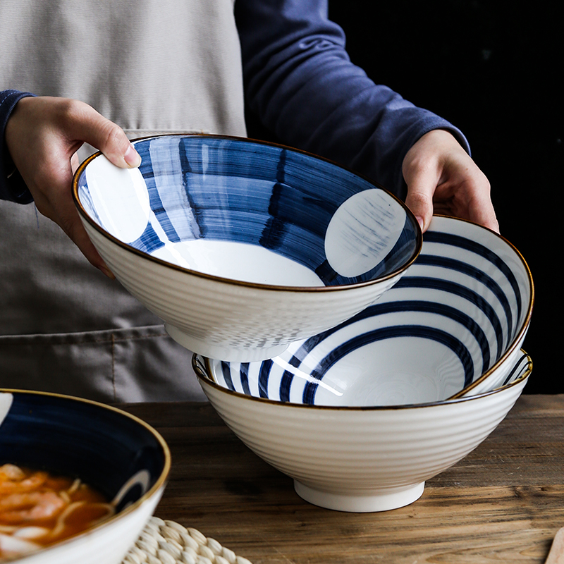 Nordic Japanese largest beef noodles in soup bowl of household ceramics rainbow such use pasta noodles rainbow such to use retro fruit salad bowl