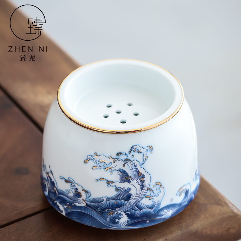 Colored enamel built by mud water Japanese household dry mercifully kung fu tea accessories in hot ceramic cylinder with cover cup for wash water jar