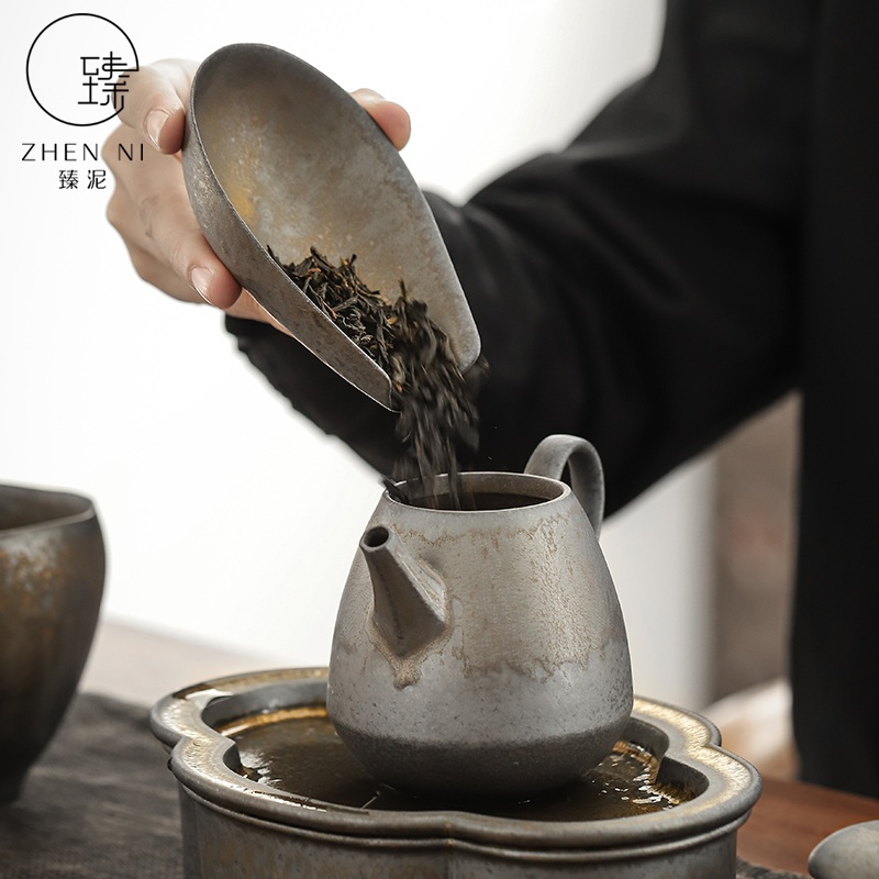 "Gold mud restoring ancient ways is ceramic tea shovel up tea holder Japanese teaspoon of tea spoon, kung fu tea tea accessories