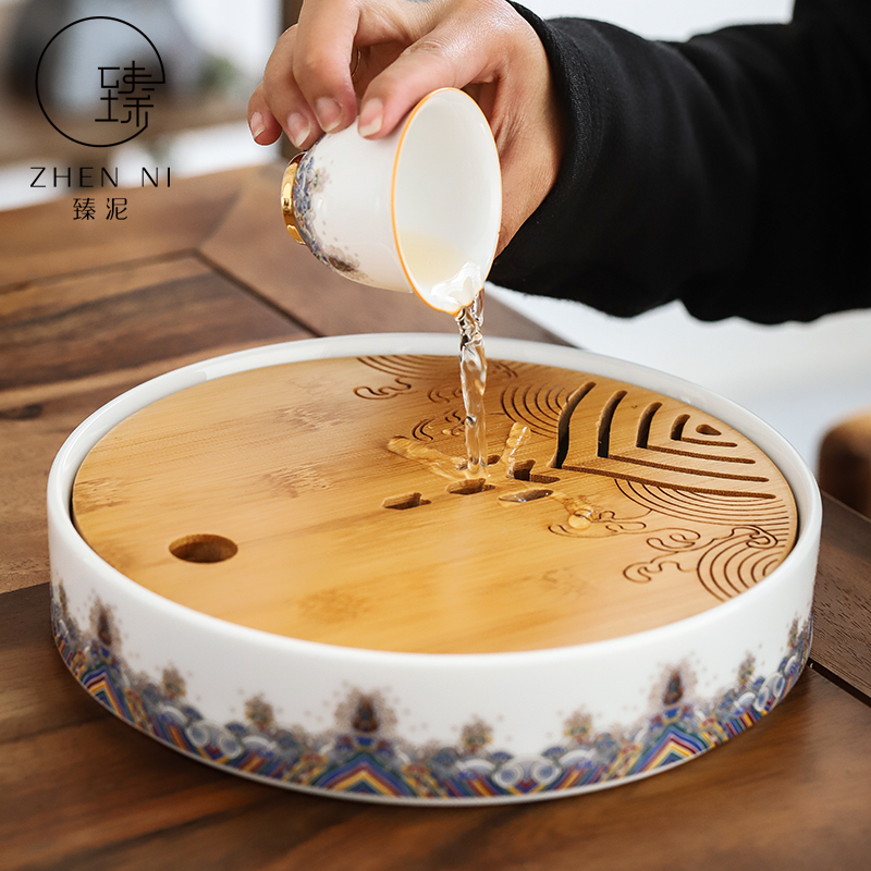 By mud colored enamel glass of black tea tea ware household ceramics filter teapot contracted tea tray cups little suit