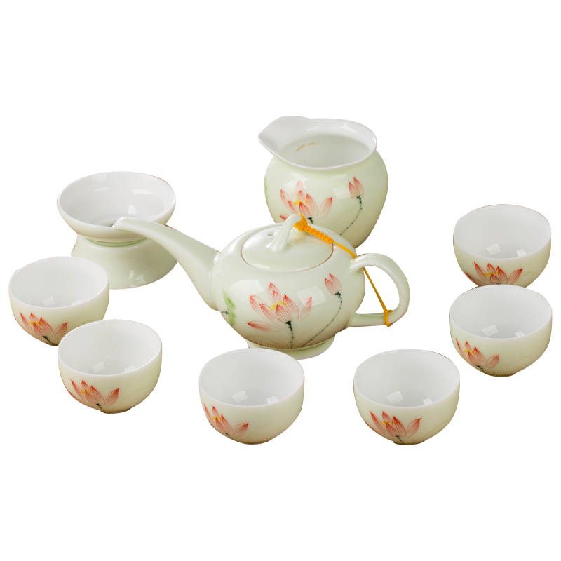 Kung fu tea set household contracted jingdezhen ceramic cup teapot the sitting room is a small set of gift boxes