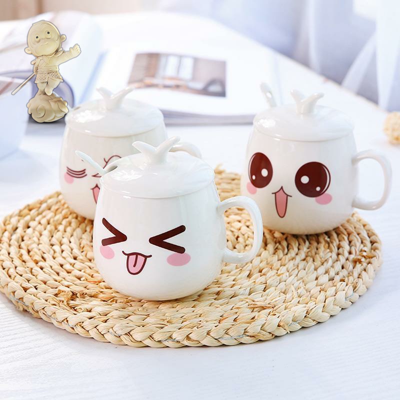 The Creative couples mark cup cup glass ceramic cups with cover of express cup of milk cup expression