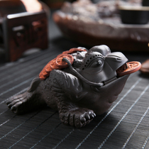 Xinyun purple sand golden toad tea pet can raise lucky tea play tea table accessories Three-legged golden Toad Kung Fu tea ornaments