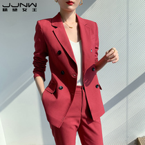 Suit suit womens spring 2021 new exploits red advanced senses two sets temperament work suit occupational suit