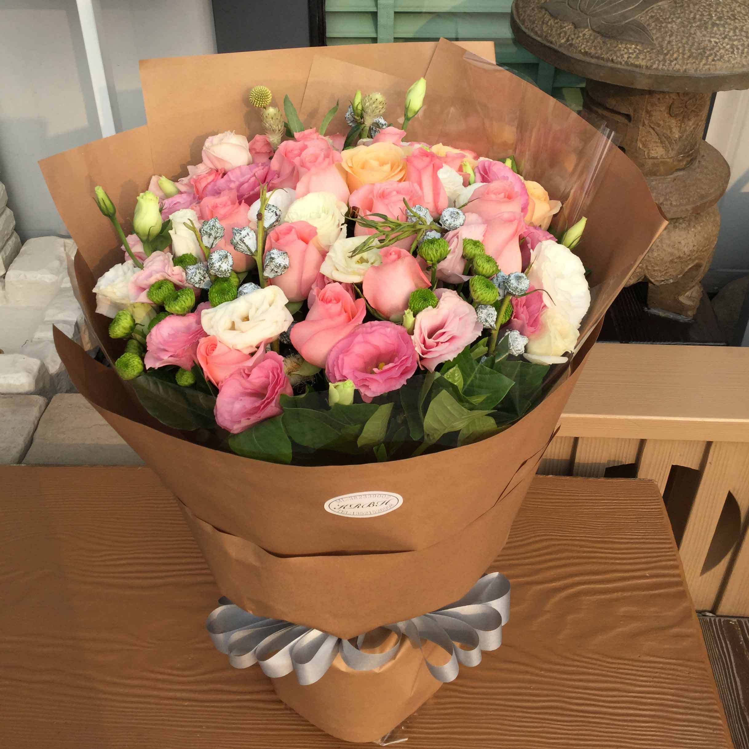 北京同城预订鲜花速递 19枝戴安娜粉玫瑰花束 送女友朋友生日祝福