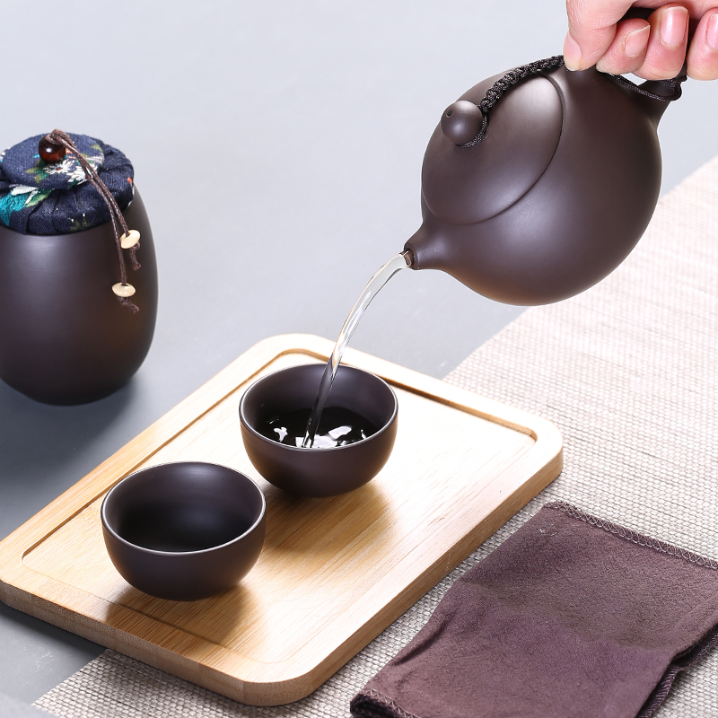 Travel tea set suit portable package crack cup a pot of two cups of violet arenaceous kung fu Travel gifts LOGO custom - made the teapot