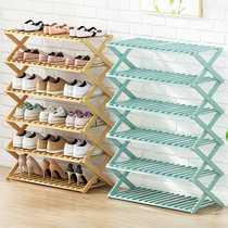 The simple door of the bamboo folding shoe shelf looks good indoors to accommodate the economic small shoe cabinet of the multi-layer shelf